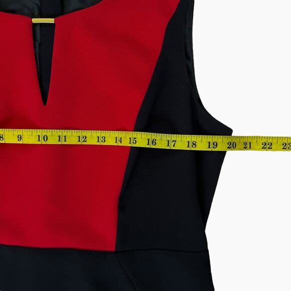 Calvin Klein Suit Set Dress Jacket Womens 14 Red Black Ponte Knit Sophisticated - Picture 12 of 16